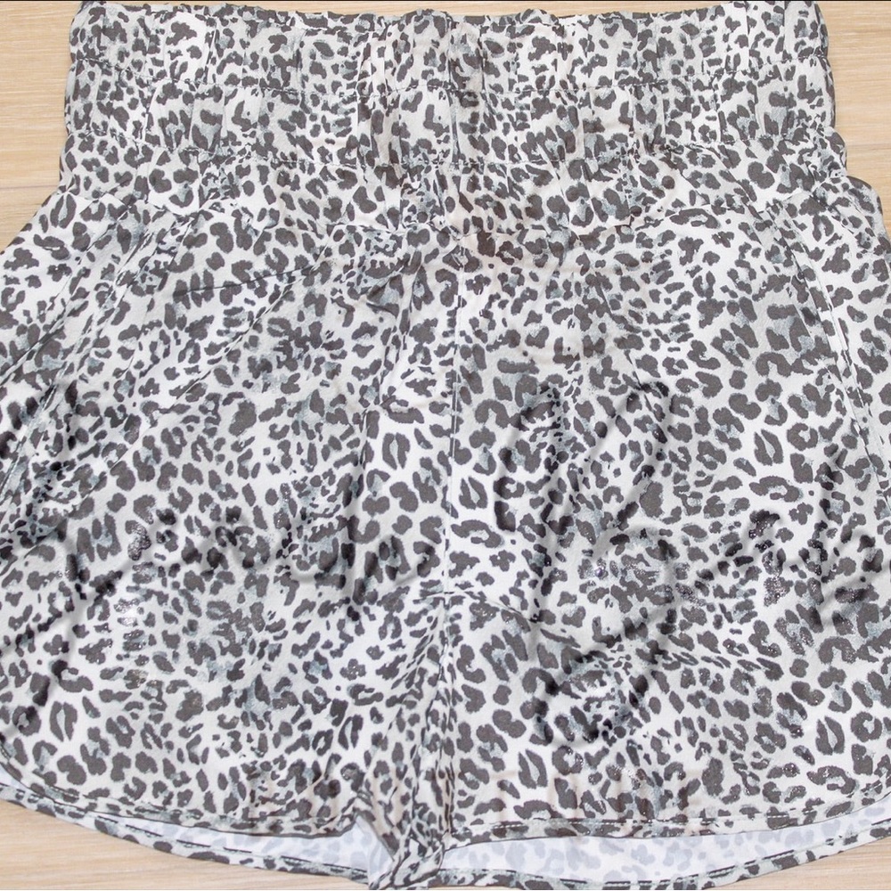 Snow Leopard Print Active Shorts- NWT